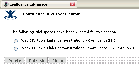 Wiki space administration page