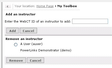 Section instructor tool page
