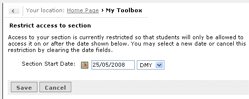 Section start date tool page